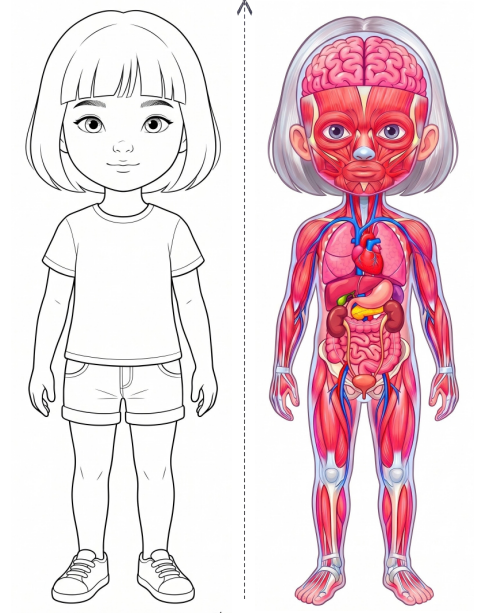 Exemplo de atividade com menina e anatomia interna